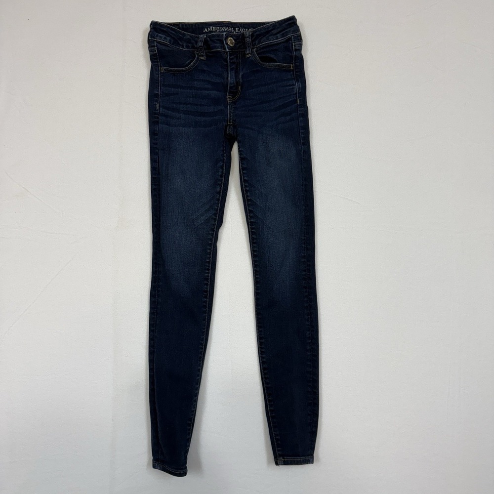American Eagle Next Level Stretch Jegging Jeans Women 2 Long Dark Wash Skinny‎
